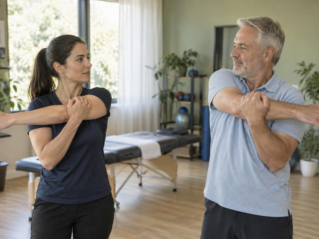 A physiotherapist working with a client during a physiotherapy session at The Newly